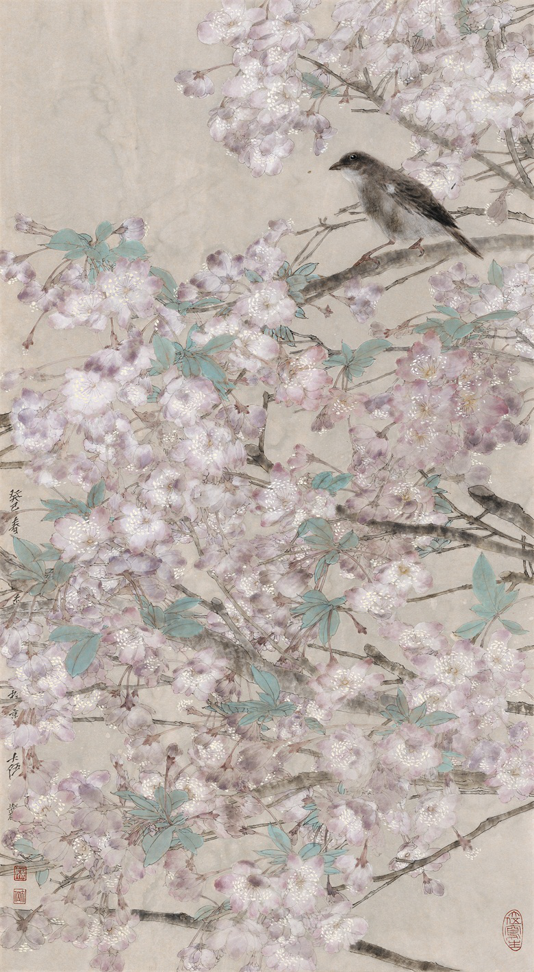 ></p></a> 袭古创今 近年来,大伍又不满足于宋人花鸟格局,而向元人花鸟画用力