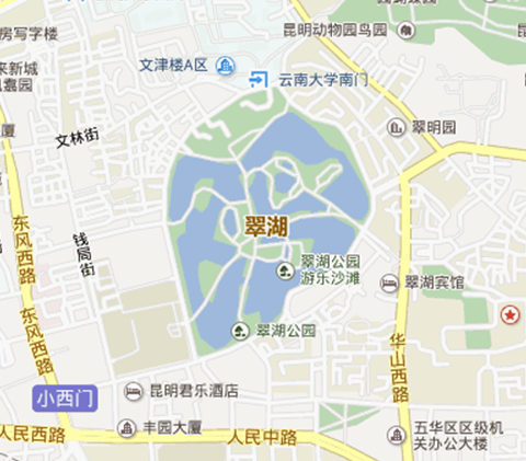 翠湖公园位于昆明市区的北部螺峰山下,云南大学正门对面,是市区最漂亮